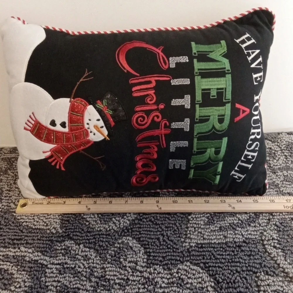 Festive Christmas Pillow with Snowman Design Decoration